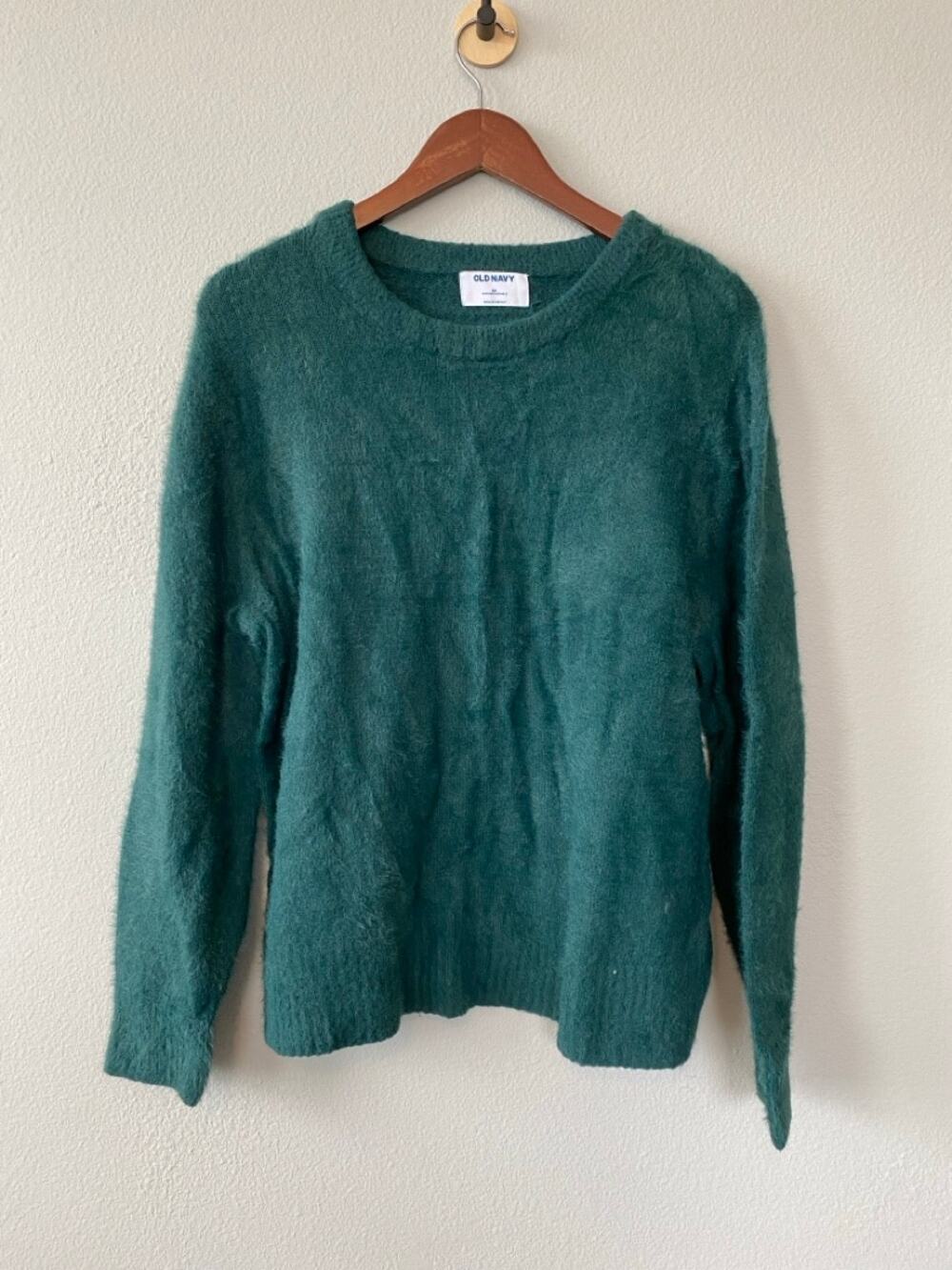 Old Navy Womens Fuzzy Sweater 2X Green Eyelash Knit Pullover Cozy Fall Winter